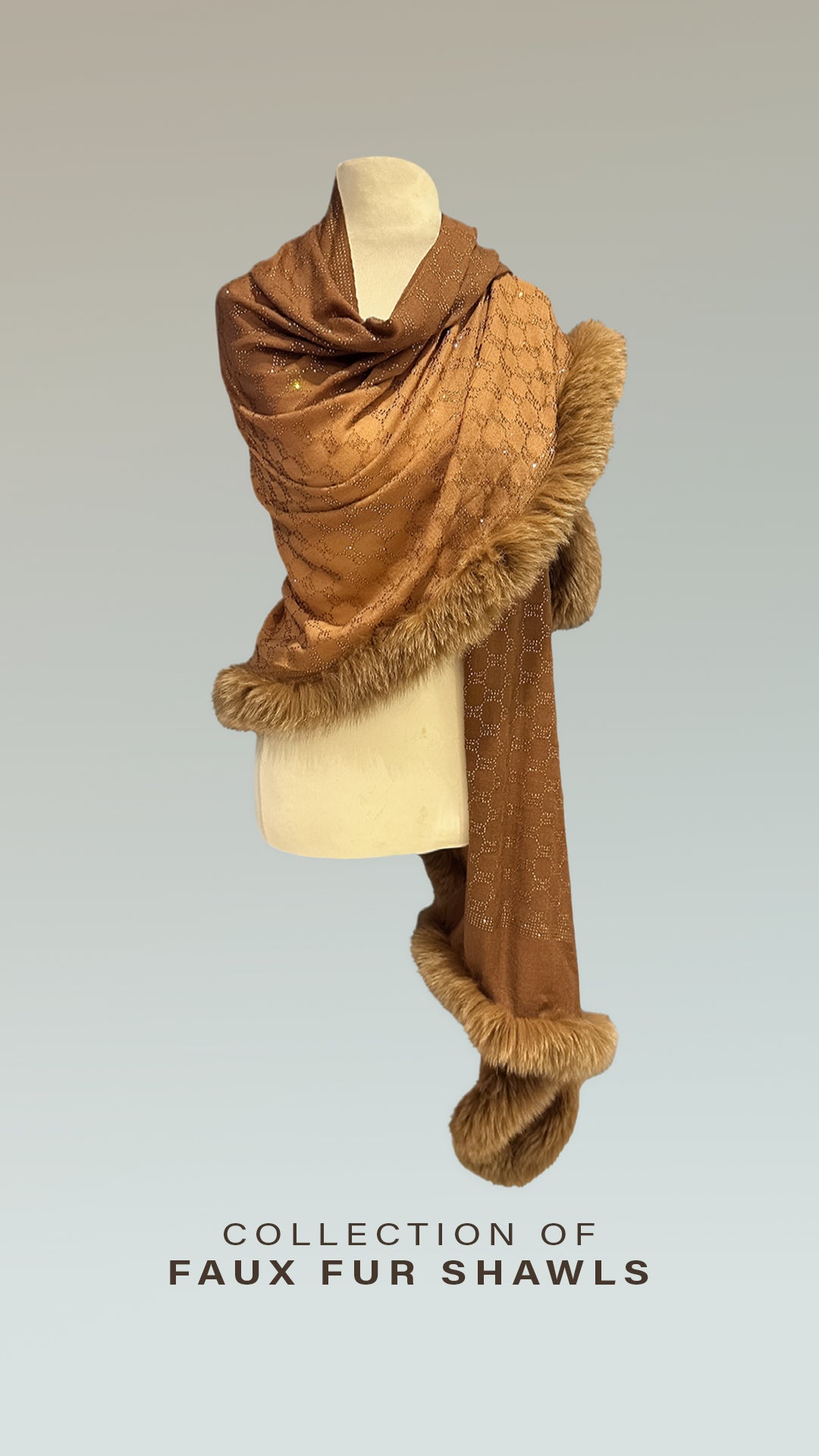 HR- Brown Ombre Faux Fur Shawl