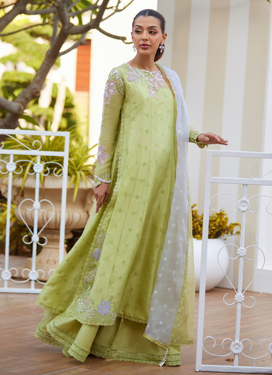 Talya Apple Green Kalidaar And Dupatta by Farah Talib Aziz