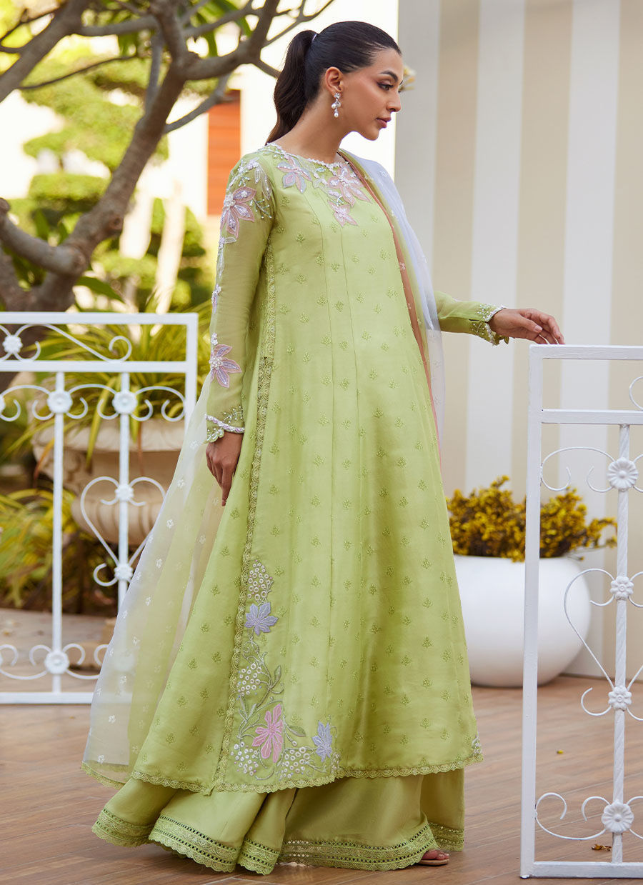 Talya Apple Green Kalidaar And Dupatta by Farah Talib Aziz