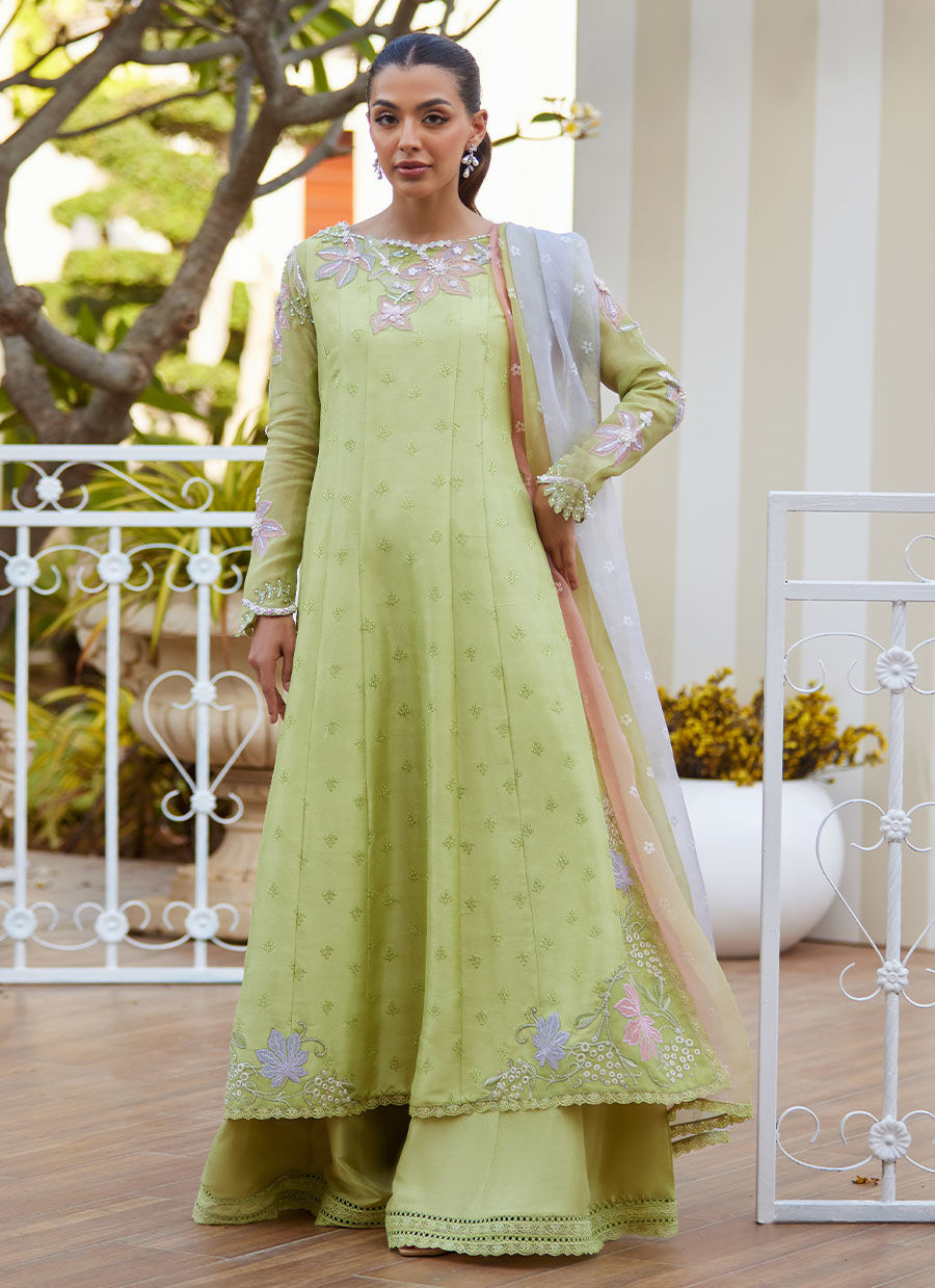 Talya Apple Green Kalidaar And Dupatta by Farah Talib Aziz