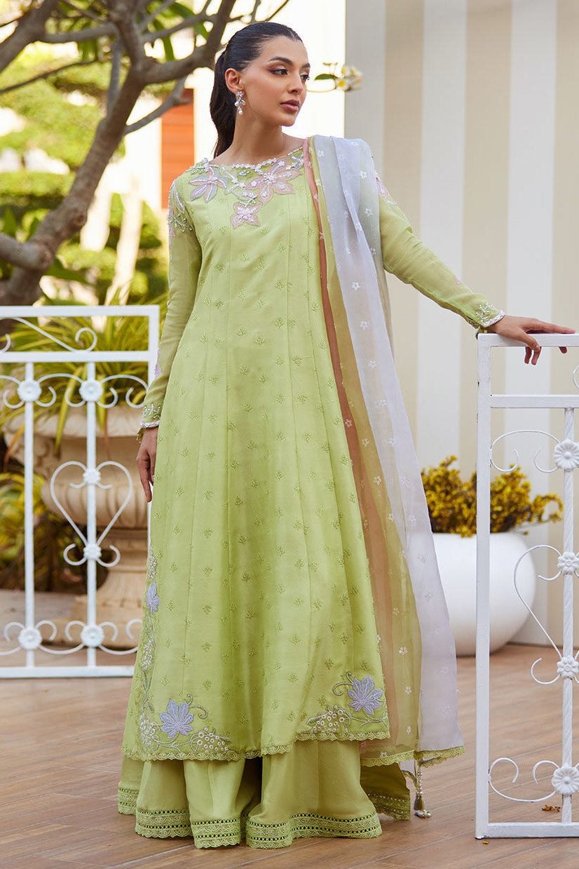 Talya Apple Green Kalidaar And Dupatta by Farah Talib Aziz