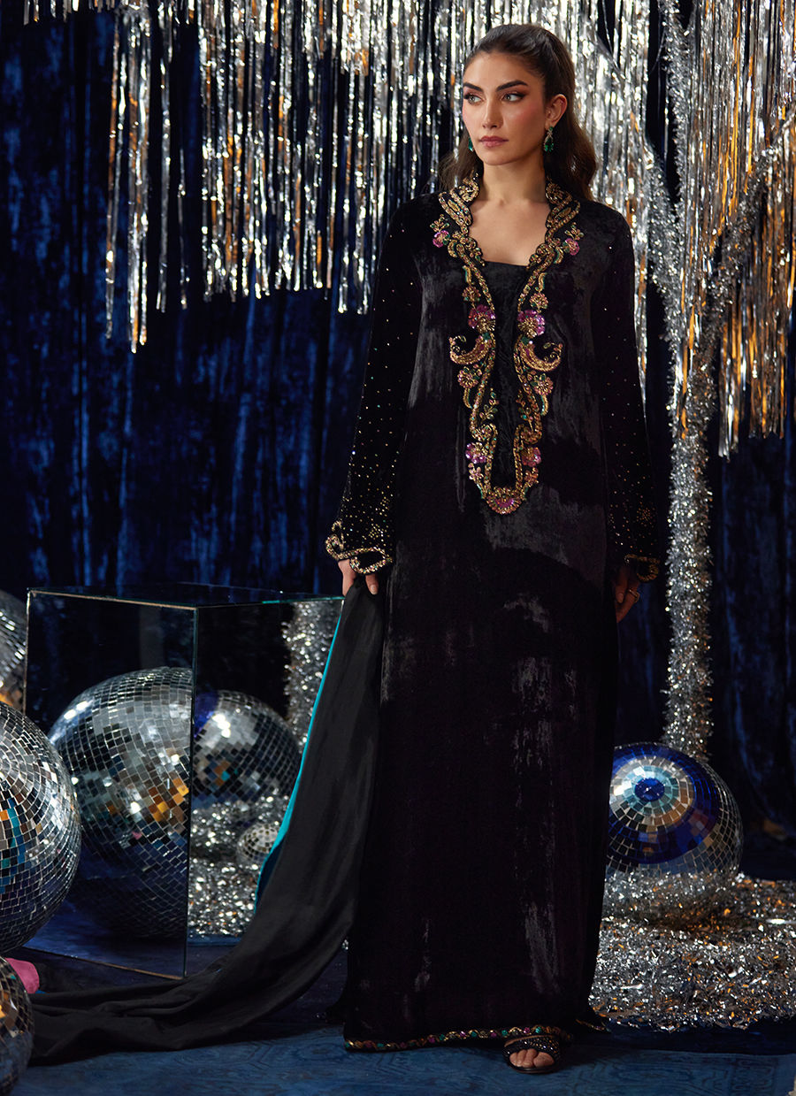 Nori Black Kaftan | Farah Talib Aziz