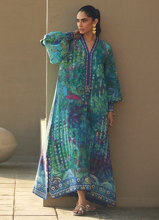 Tulum Blue Crepe Kaftan