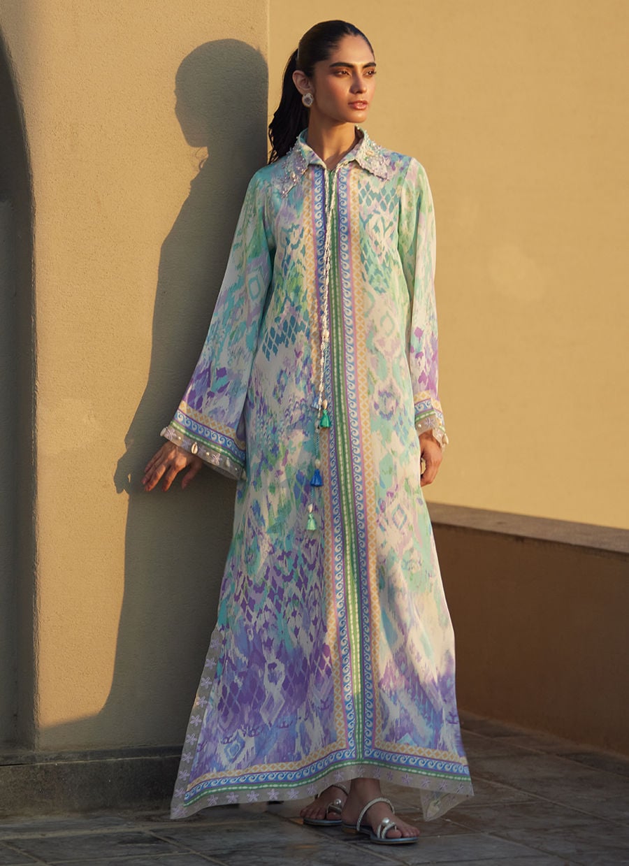 Marisol Ikkat Crepe Kaftan