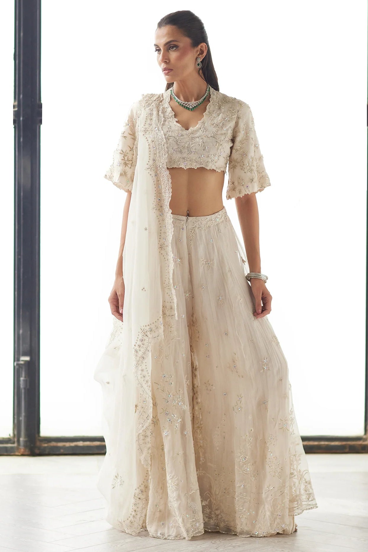 BLOUSE, SHARARA & DRAPED DUPATTA