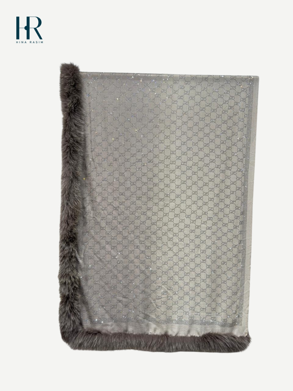 HR- Grey Ombre Faux Fur Shawl