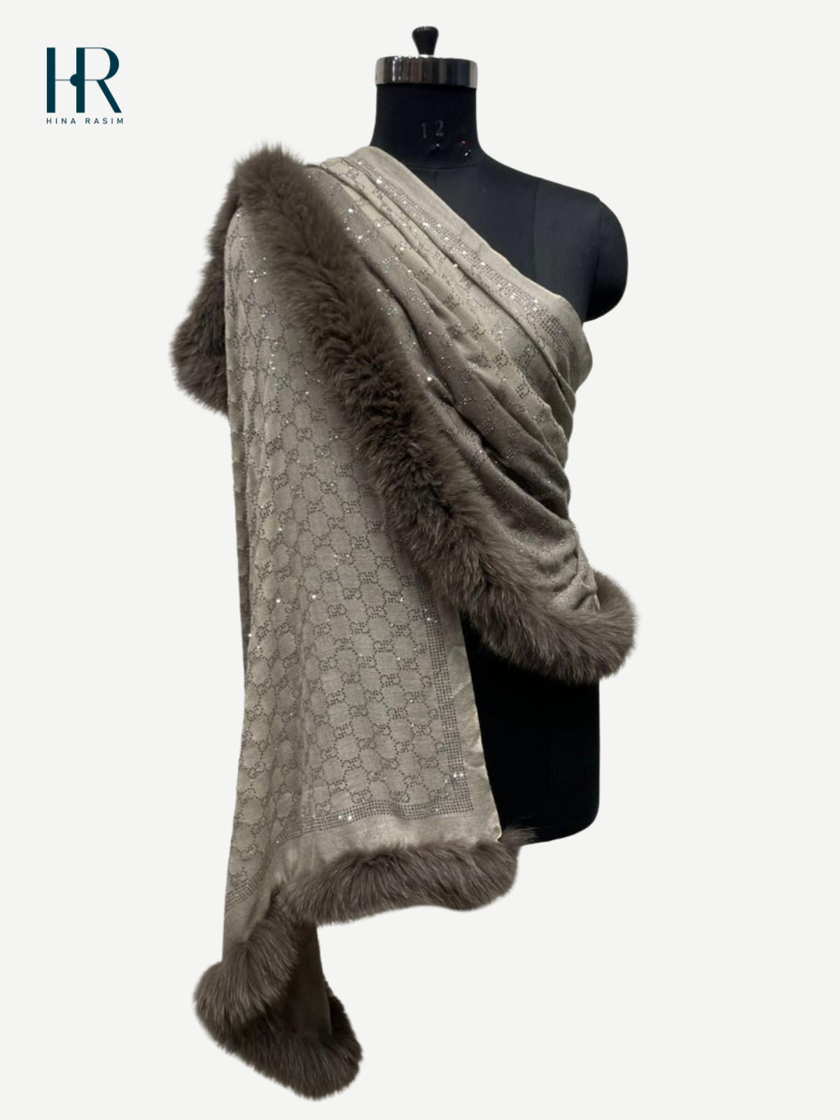 HR- Grey Ombre Faux Fur Shawl