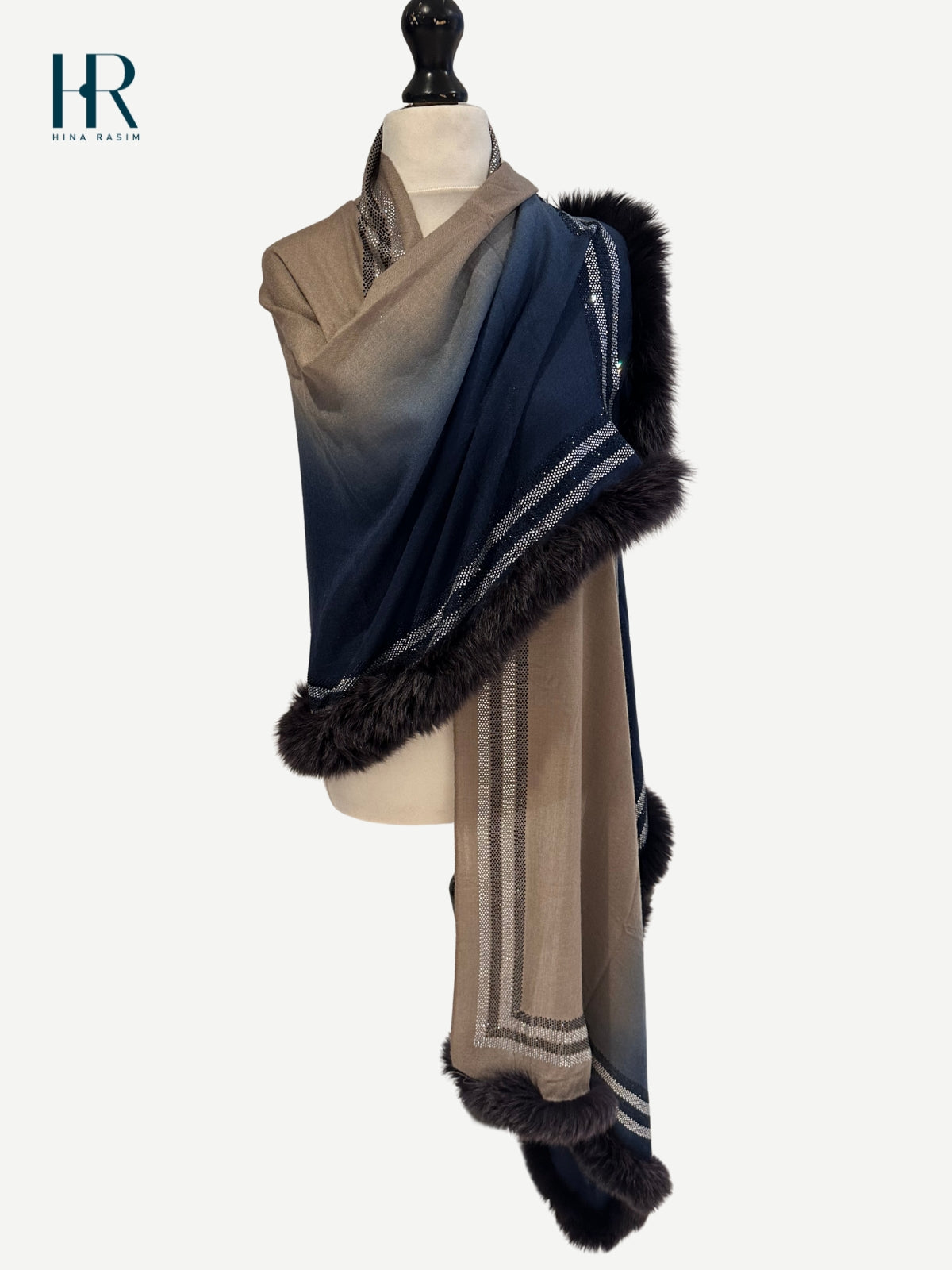 HR- Two Tone Faux Fur Shawl