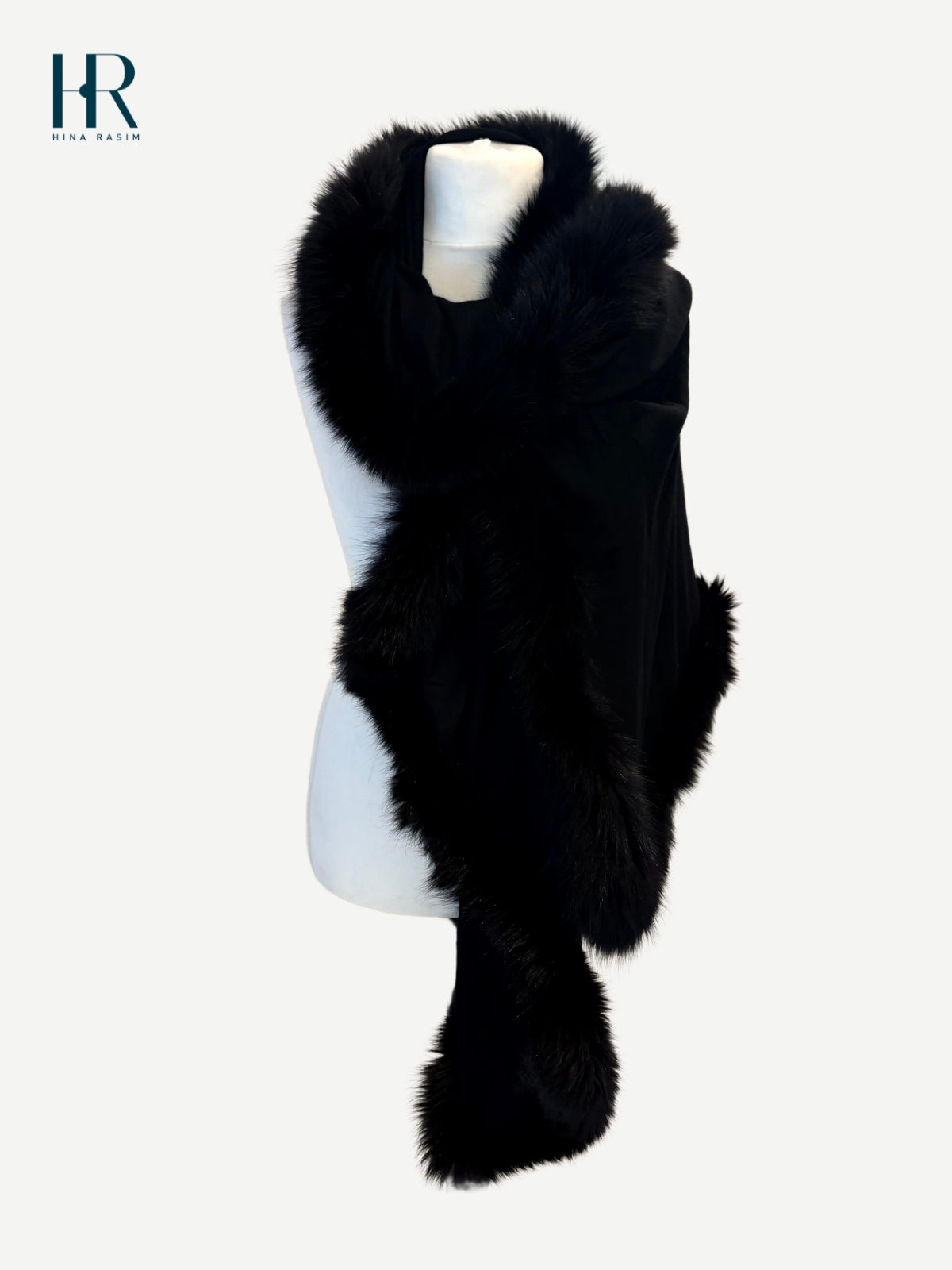 HR- Black Faux Fur Shawl