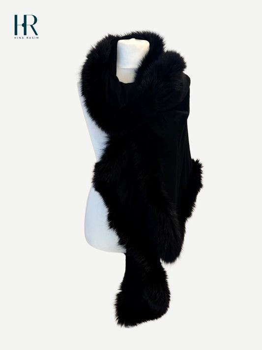 HR- Black Faux Fur Shawl