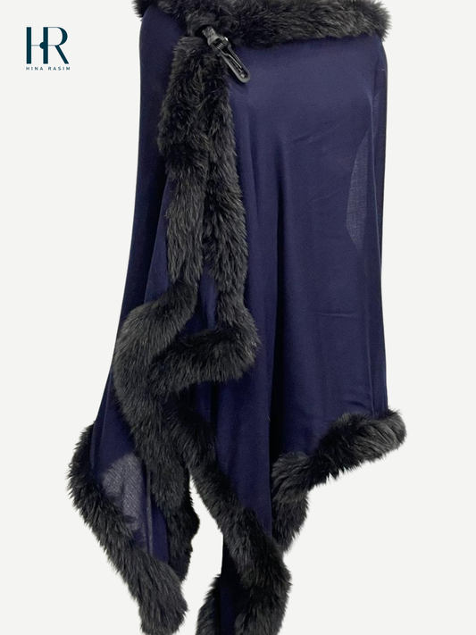 HR- Blue Faux Fur Shawl