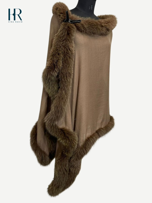 HR- Beige Faux Fur Shawl