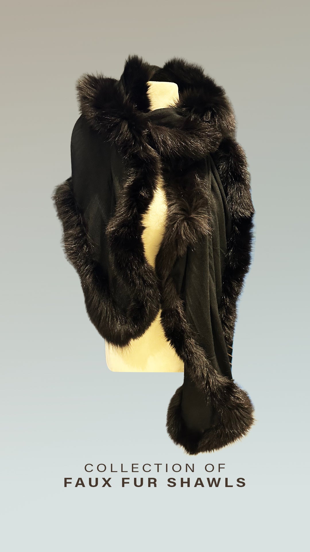 HR- Black Faux Fur Shawl