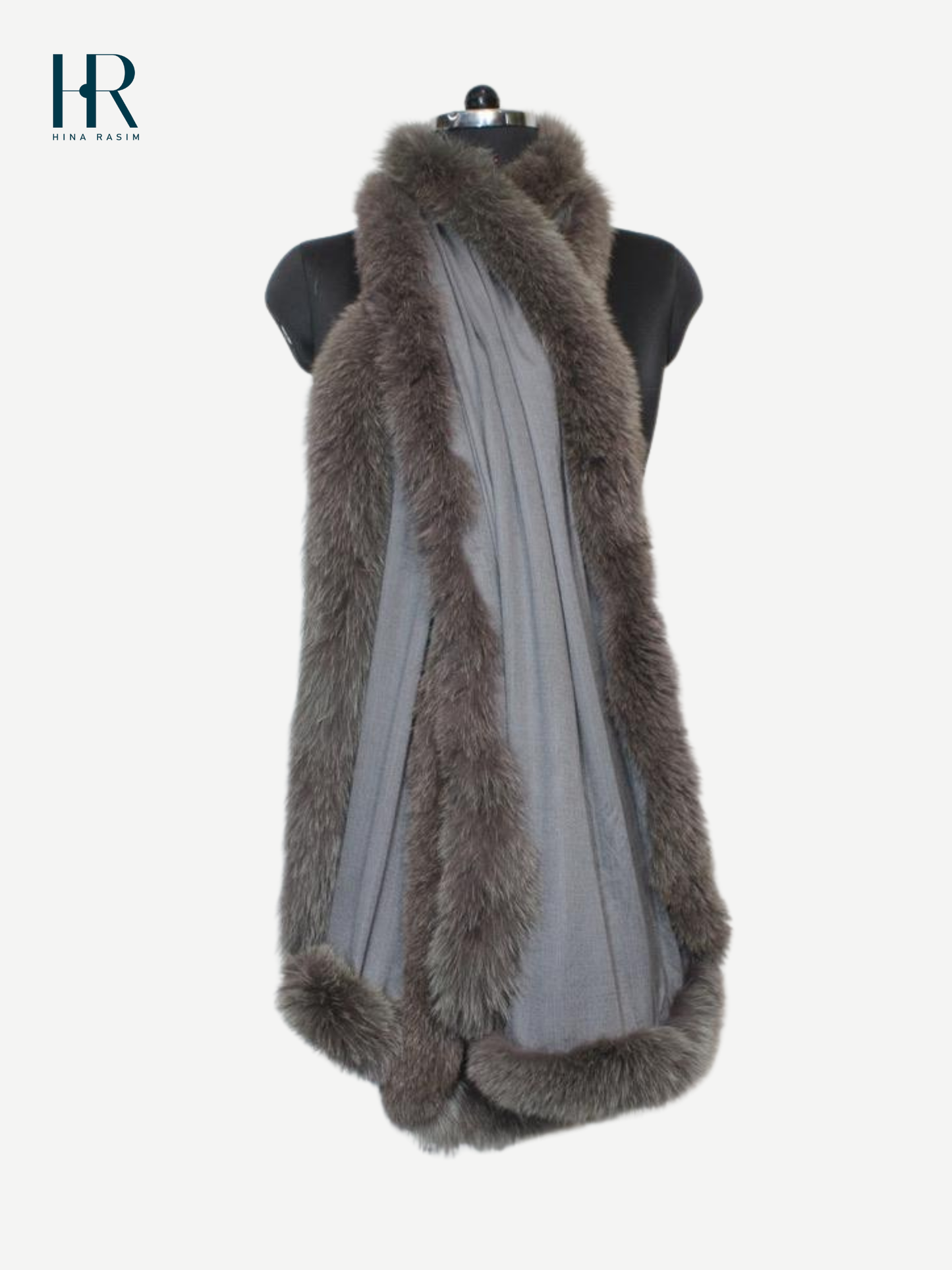 HR- Grey Faux Fur Shawl