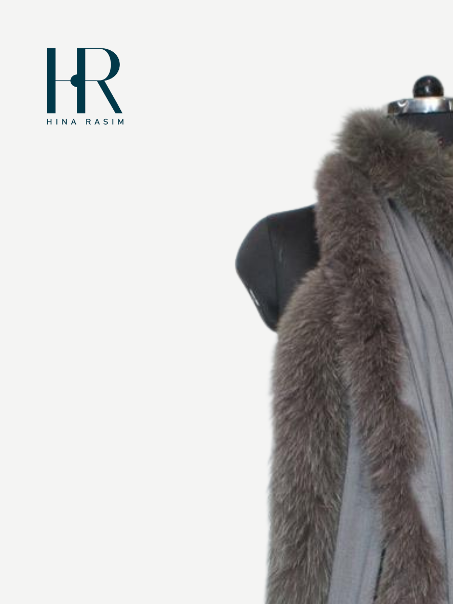 HR- Grey Faux Fur Shawl