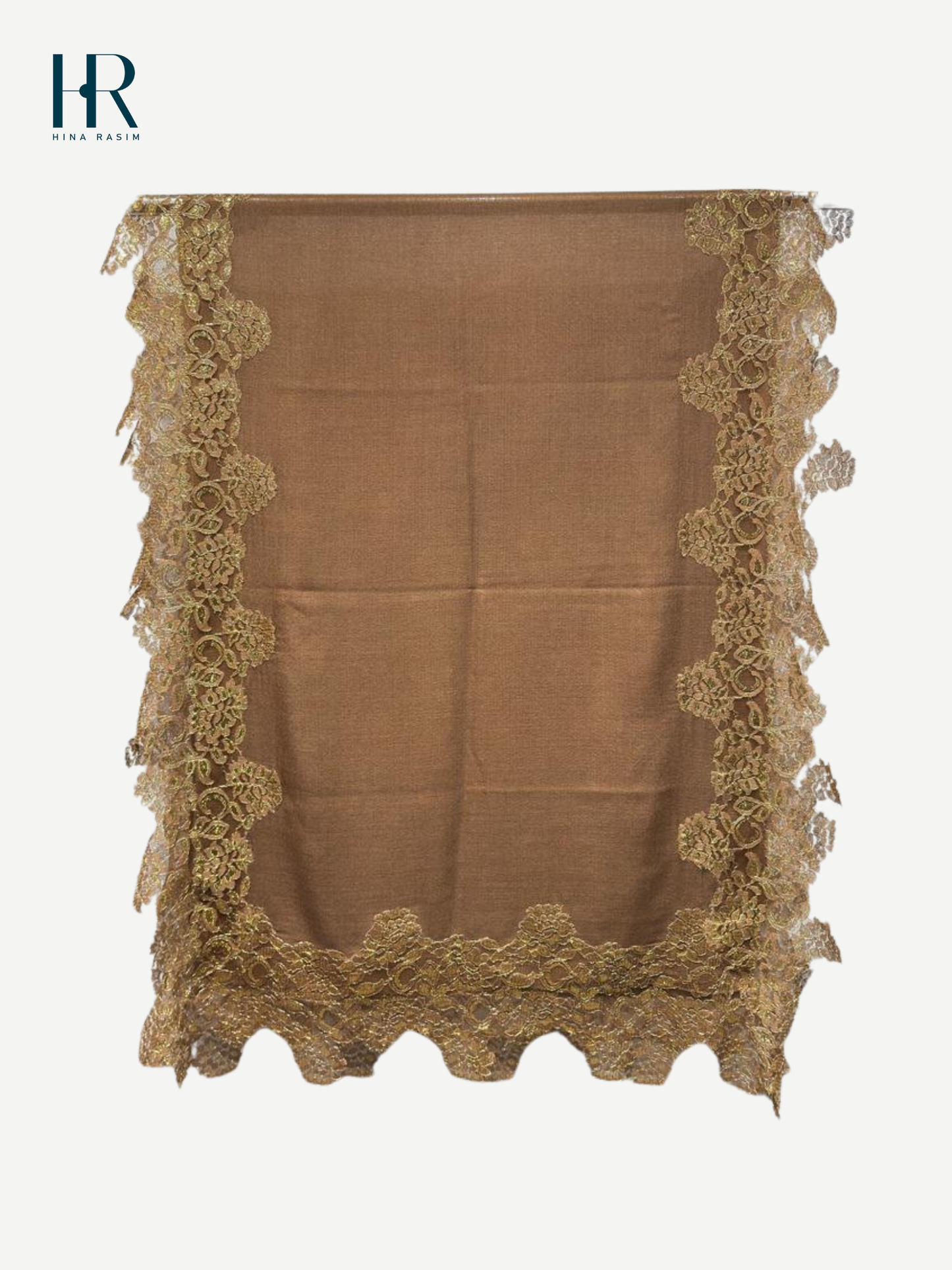 HR- Dark Beige Lace Shawl