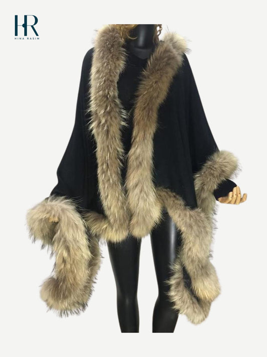 HR- Black Faux Fur Shawl