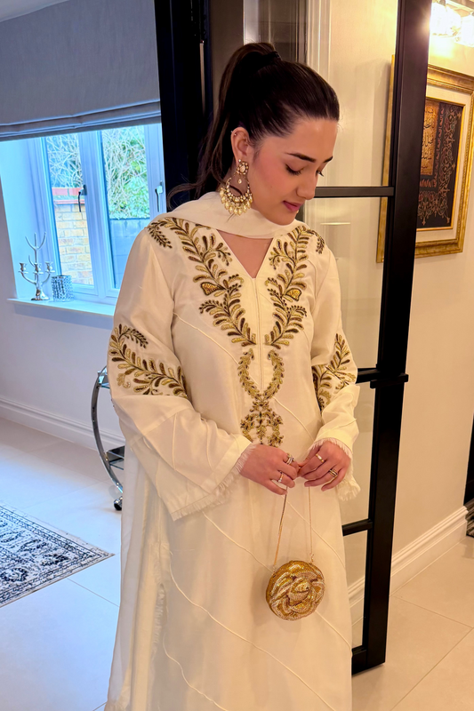 Ayesha Somaya | White Raw Silk 3-PC Set