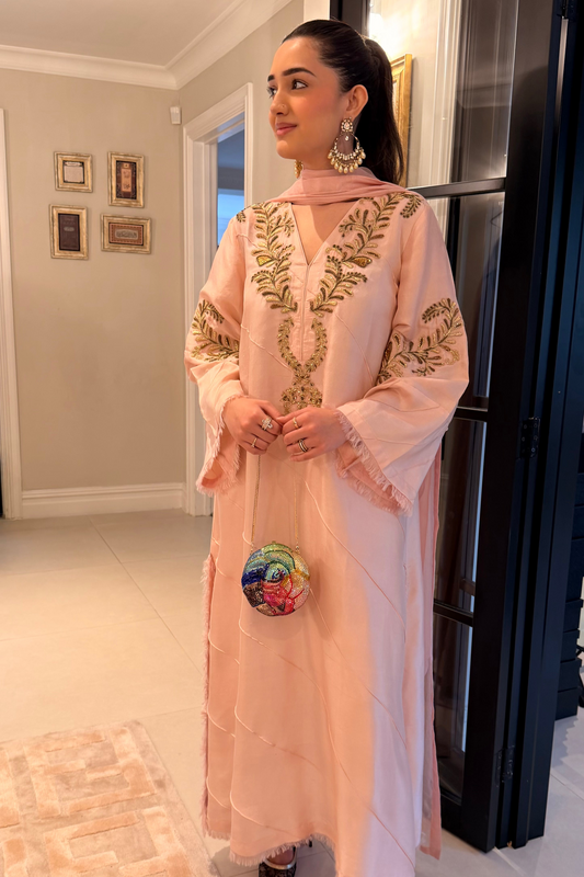 Ayesha Somaya| Pink Raw Silk 3-PC Set