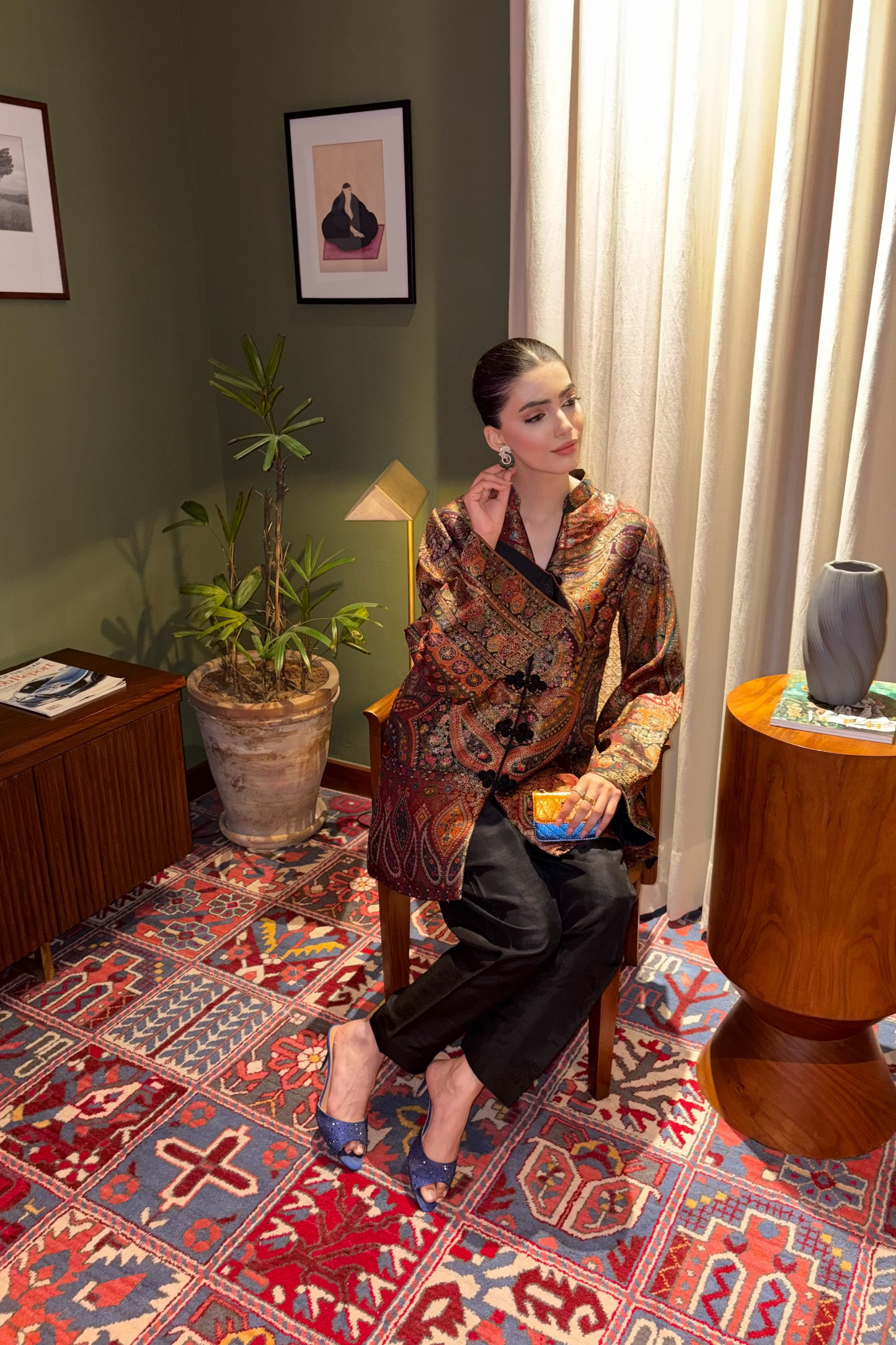 Paisley Mandarin Collar Tunic Set
