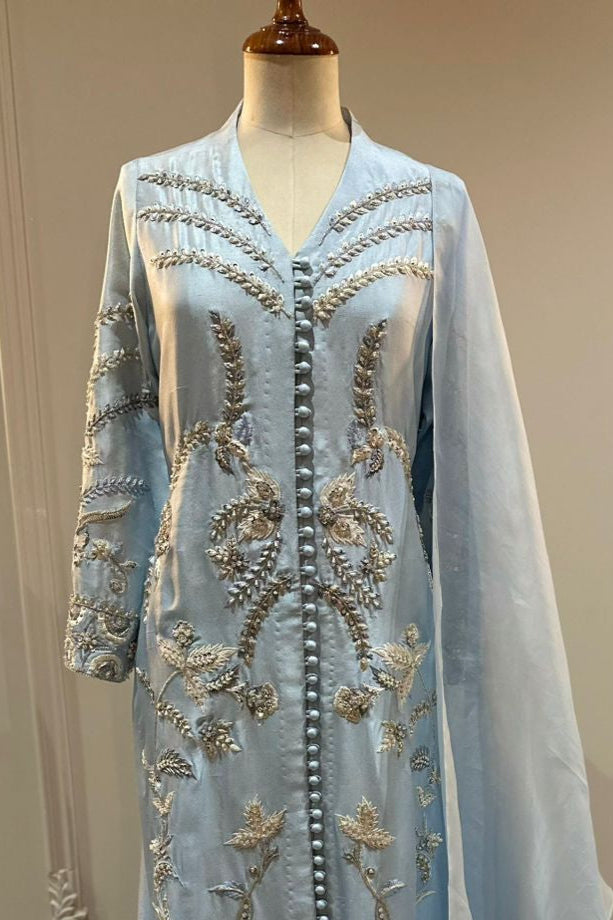 Sky Blue Raw Silk