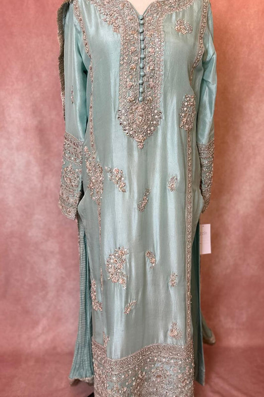Mint Raw Silk 3-Piece Outfit