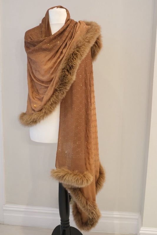 HR- Brown Ombre Faux Fur Shawl