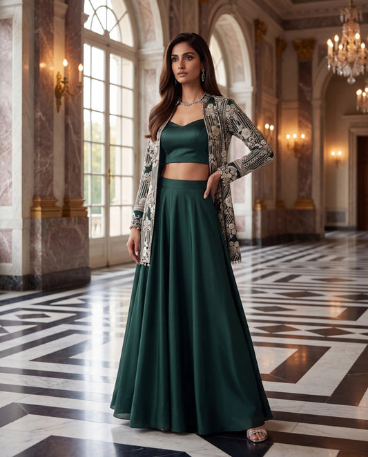 Emerald Regal Jacket Lehenga Set