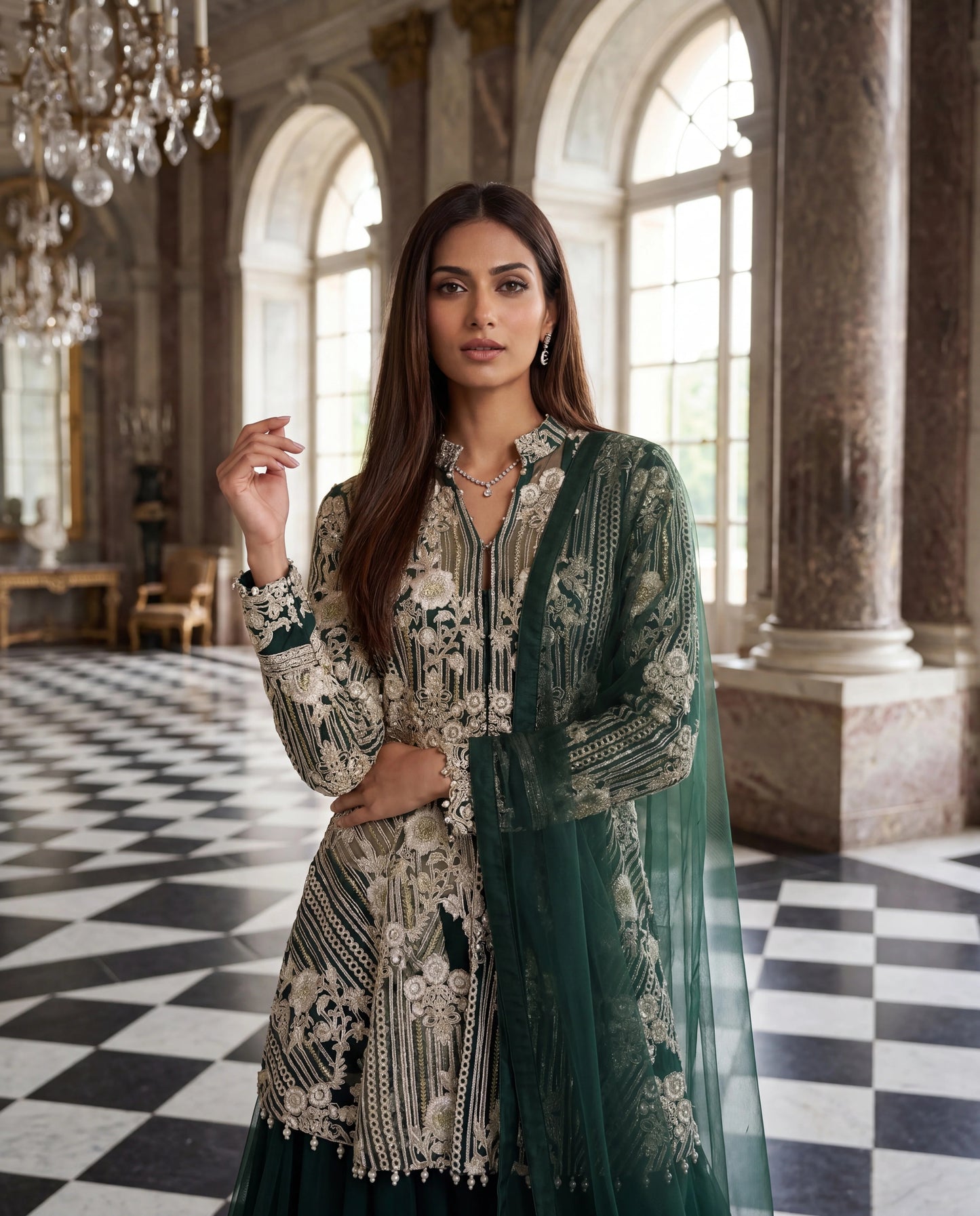 Emerald Regal Jacket Lehenga Set